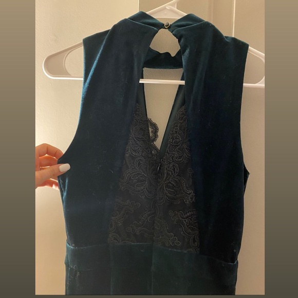 Dark Green Velvet Jumpsuit - Picture 3 of 5